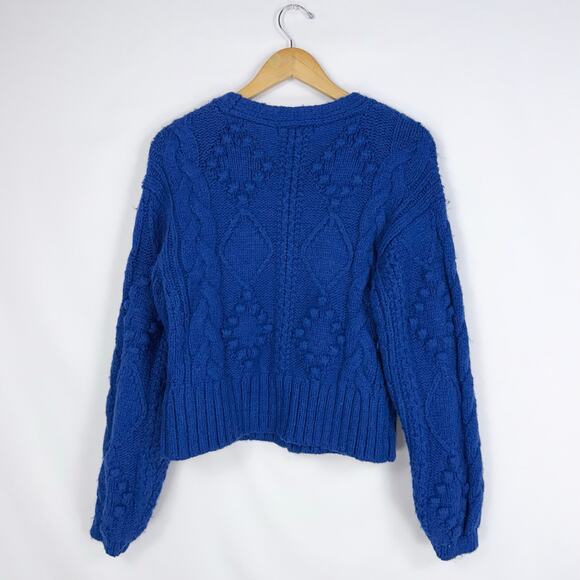 Slate & Willow Women's Bobble Chunky Knit Cardigan Sweater XS Blue - Picture 7 of 14